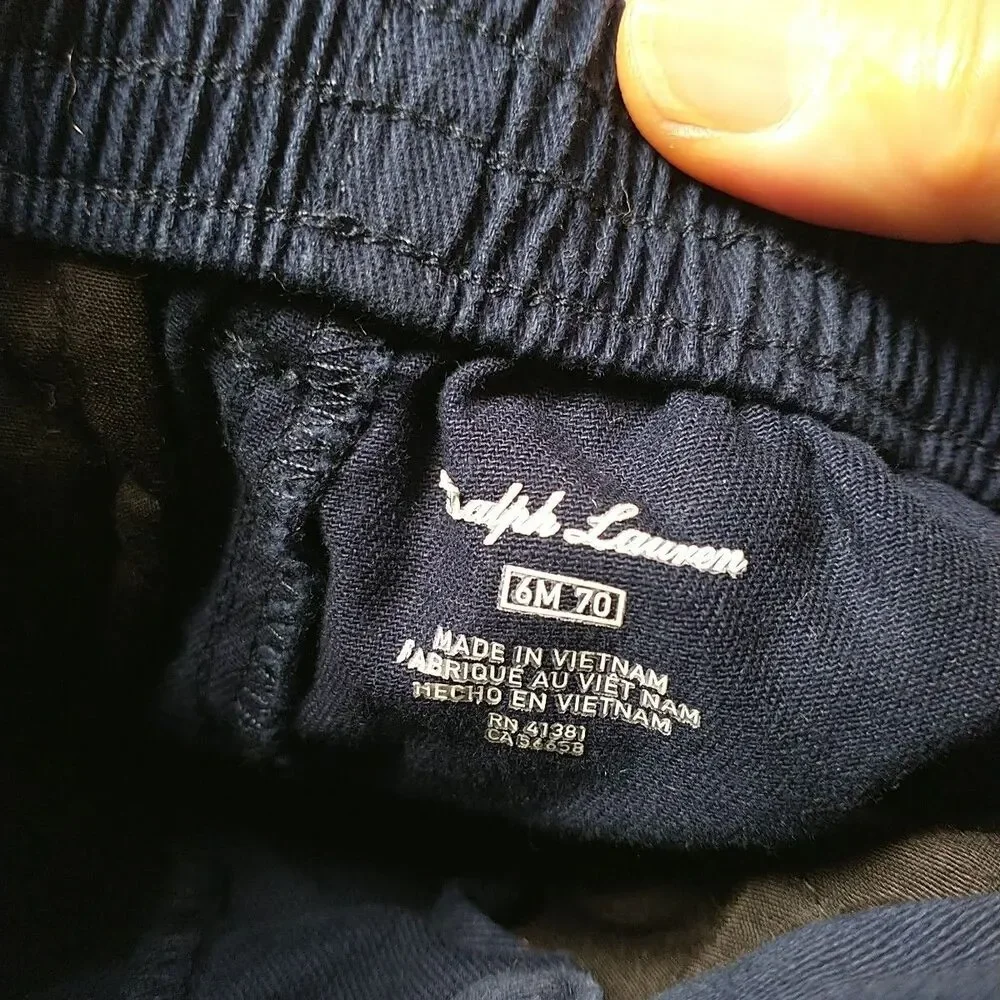 Ralph Lauren Sweatshirt Jacket Hoodie Pants Belt Boys 6M Blue Big Pony Zip Lot 3
